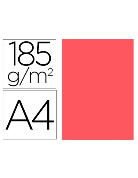CARTULINA GUARRO DIN A4 CORAL 185 GR PAQUETE DE 50 HOJAS