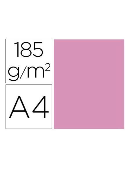 CARTULINA GUARRO DIN A4 ROSA CHICLE 185 GR PAQUETE DE 50 HOJAS