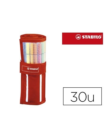 ROTULADOR STABILO PUNTA DE FIBRA PEN 68 ESTUCHE ROLLERSET DE 30 COLORES SURTIDOS