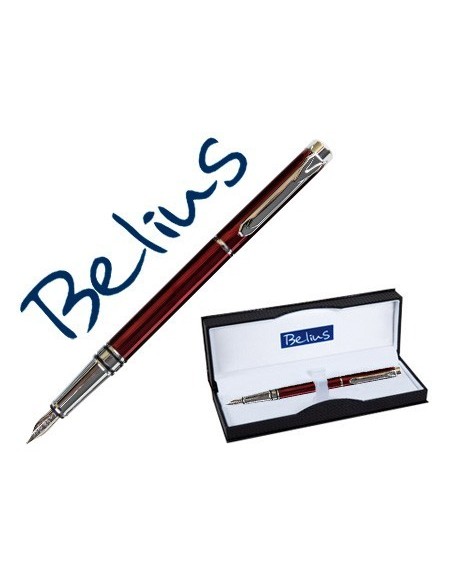 PLUMA BELIUS NUREMBERG ROJO TINTA AZUL EN ESTUCHE