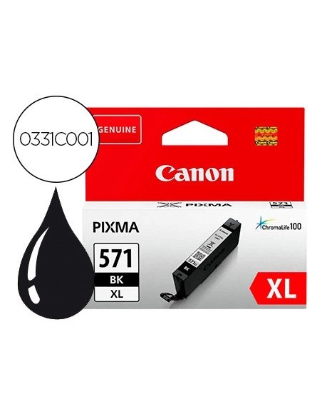 INK-JET CANON CLI-571BK XL PIXMA TS5051 / 5053 / 5055 / 6050 / 6051 / 6052 / 8051 / 8052 / 9050 / 9055 NEGRO 4425