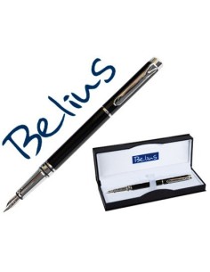 PLUMA BELIUS NUREMBERG NEGRO TINTA AZUL EN ESTUCHE