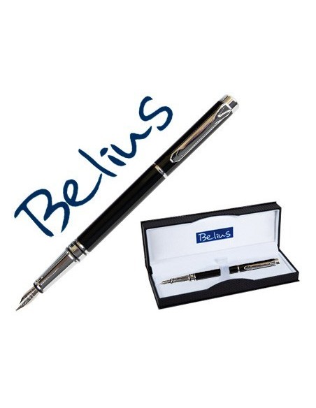 PLUMA BELIUS NUREMBERG NEGRO TINTA AZUL EN ESTUCHE