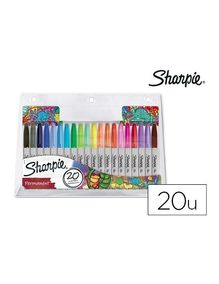 ROTULADORES SHARPIE PERMANENTE PUNTA FINA BLISTER DE 20 UNIDADES COLORES SURTIDOS