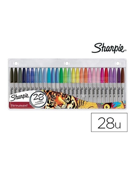 ROTULADORES SHARPIE PERMANENTE PUNTA FINA BLISTER DE 28 UNIDADES COLORES SURTIDOS