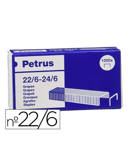 GRAPAS PETRUS N. 22/6 GALVANIZADA CAJA DE 1000 UNIDADES