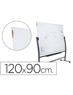 PIZARRA BLANCA ROCADA VITRIFICADA MAGNETICA CON SOPORTE VOLTEABLE DOBLE CARA 90X120 CM