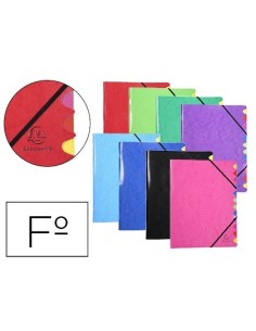 CARPETA CLASIFICADORA EXACOMPTA IDERAMA 12 DEPARTAMENTOS FOLIO GOMAS CARTON FORRADO COLORES