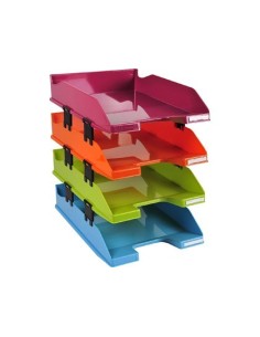 BANDEJA SOBREMESA EXACOMPTA PLASTICO ARLEQUIN SET DE 4 UNIDADES COLORES SURTIDOS 346X254X243 MM