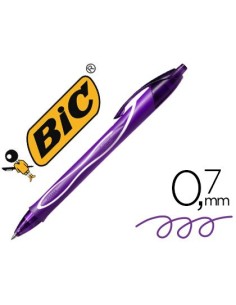 BOLIGRAFO BIC GELOCITY QUICK DRY RETRACTIL TINTA GEL PURPURA PUNTA DE 0,7 MM