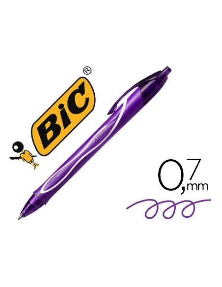 BOLIGRAFO BIC GELOCITY QUICK DRY RETRACTIL TINTA GEL PURPURA PUNTA DE 0,7 MM