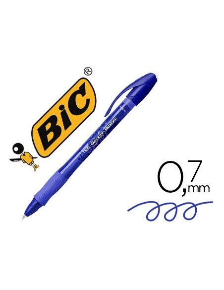BOLIGRAFO BIC GELOCITY ILLUSION BORRABLE AZUL PUNTA DE 0,7 MM