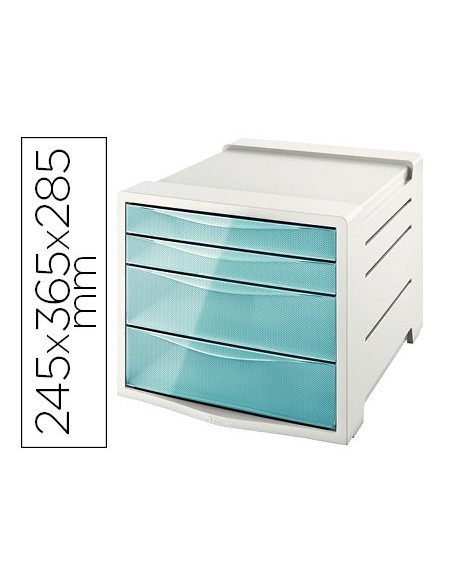 FICHERO CAJONES DE SOBREMESA ESSELTE COLOUR ICE PLASTICO 4 CAJONES COLOR AZUL 245X365X285 MM