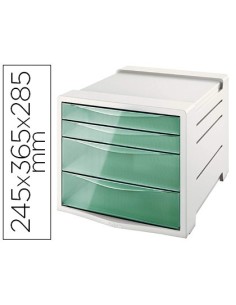FICHERO CAJONES DE SOBREMESA ESSELTE COLOUR ICE PLASTICO 4 CAJONES COLOR VERDE 245X365X285 MM