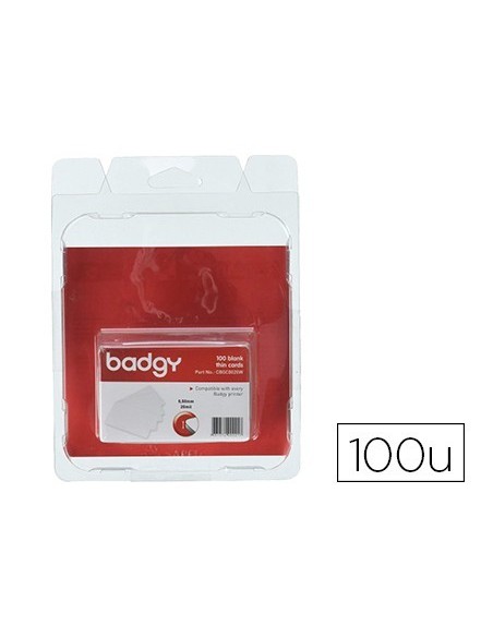 TARJETA PVC PARA IMPRESORA BADGY GROSOR 0,50 MM PACK DE 100 UNIDADES