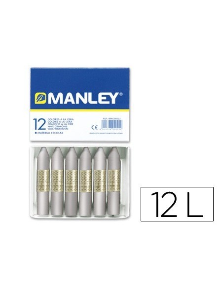 LAPICES CERA MANLEY UNICOLOR PLATA N.75 CAJA DE 12 UNIDADES