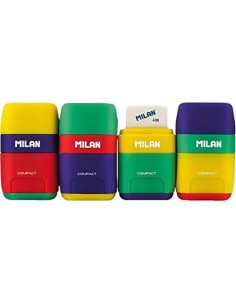 SACAPUNTAS MILAN PLASTICO 2 USOS CON GOMA COMPACT MIX
