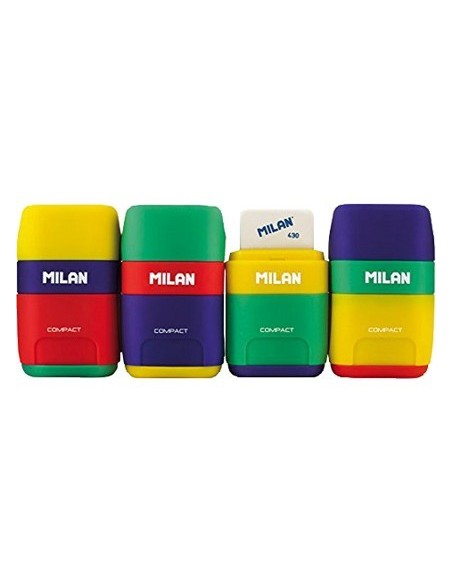 SACAPUNTAS MILAN PLASTICO 2 USOS CON GOMA COMPACT MIX
