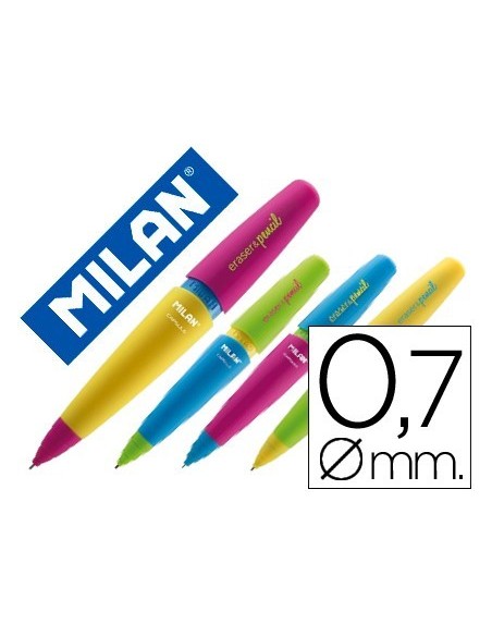 PORTAMINAS MILAN CAPSULE MIX 0,7 MM CON GOMA COLORES SURTIDOS