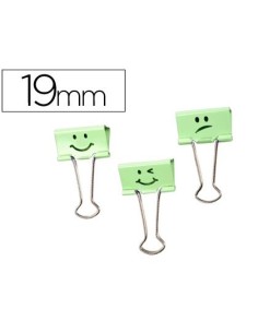 PINZA METALICA RAPESCO REVERSIBLE 19 MM SONRISAS VERDE CAJITA DE 80 UNIDADES
