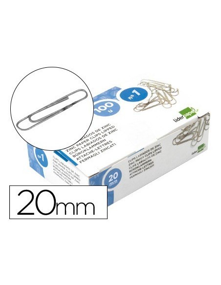 CLIPS LIDERPAPEL N.1 LABIADOS 20 MM CAJA DE 100 UNIDADES