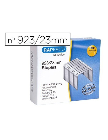 GRAPAS RAPESCO GALVANIZADA 923/23 CAJA DE 1000 UNIDADES