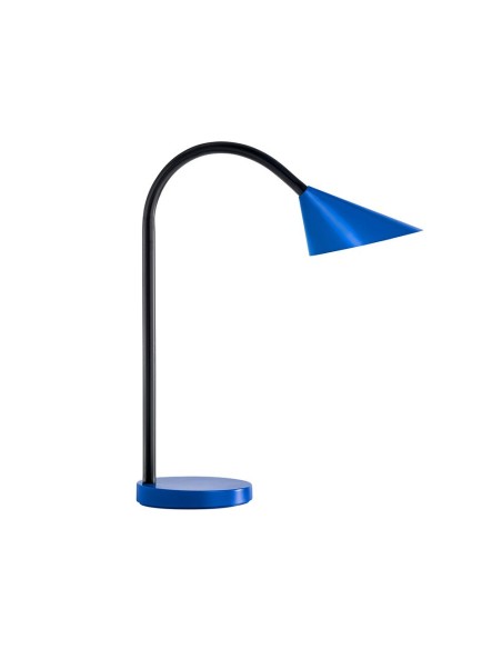 LAMPARA DE ESCRITORIO UNILUX SOL LED 4W BRAZO FLEXIBLE ABS Y METAL AZUL BASE 14 CM DIAMETRO