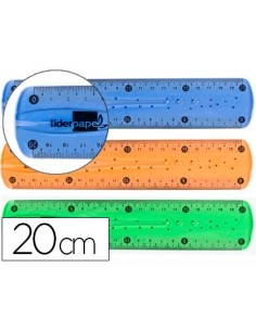 REGLA LIDERPAPEL PLASTICO FLEXIBLE 20 CM COLORES SURTIDOS