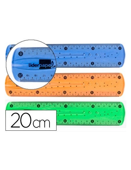 REGLA LIDERPAPEL PLASTICO FLEXIBLE 20 CM COLORES SURTIDOS