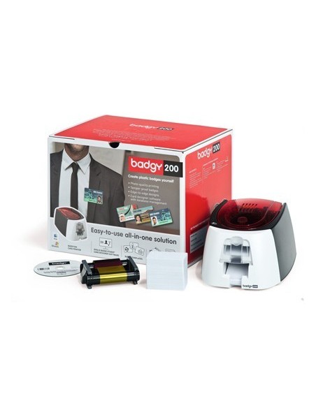 IMPRESORA DE TARJETA BADGY 200 INCLUYE CINTA 100 TARJETAS Y PROGRAMA EDICION BADGE STUDIO+