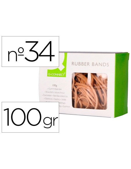 GOMILLAS ELASTICAS Q-CONNECT 100 GR 100X3 MM NUMERO 34