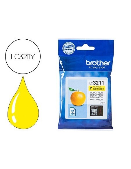 INK-JET BROTHER LC3211Y DCP-J572 / DCP-J772 / DCP-J774 / MFC-J890 / MFC-J895 AMARILLO 200 PAG