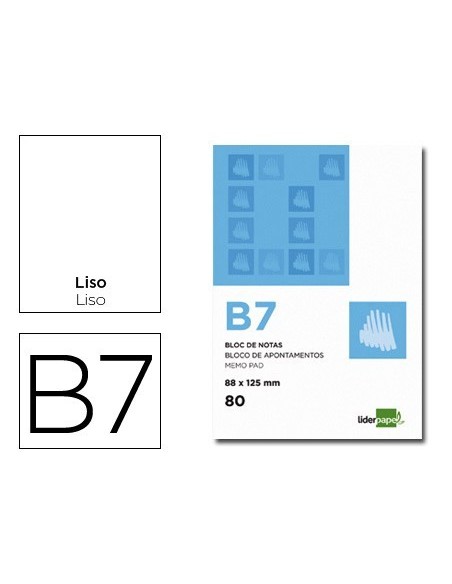 BLOC NOTAS LIDERPAPEL LISO B7 80 HOJAS 60G/M2 PERFORADO