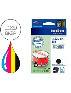 INK-JET BROTHER LC22UBK XL DCP-J785DW / DCP-J785DWXL / MFC-J985DW / MFC-J985DW NEGRO 2.400 PAG