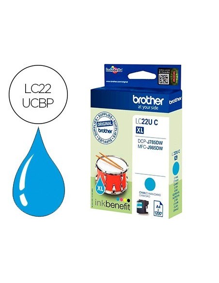 INK-JET BROTHER LC22UCBP XL DCP-J785DW / DCP-J785DWXL / MFC-J985DW / MFC-J985DW CIAN 1.200 PAG