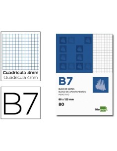 BLOC NOTAS LIDERPAPEL CUADRO 4MM B7 80 HOJAS 60G/M2 PERFORADO