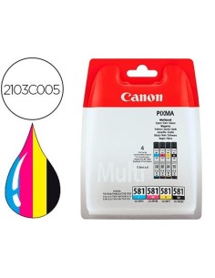 INK-JET CANON CLI 581 PIXMA TR8550 / TS6250 / TS8250 / TS9150 / TS9550 PACK 4 NEGRO AMARILLO CIAN MAGENTA 5,6 ML