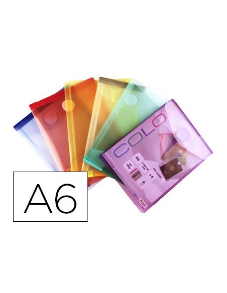 CARPETA TARIFOLD DOSSIER BROCHE DIN A6 VERTICAL POLIPROPILENO 200 MC VELCRO EXPOSITOR 60 UDS SURTIDAS