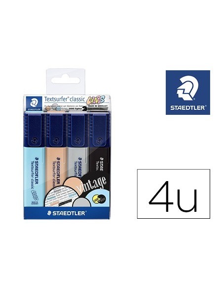 ROTULADOR TEXTSURFER CLASSIC 364 PASTEL & VINTAGE BOLSA DE 4 UNIDADES COLORES SURTIDOS