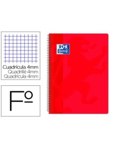 CUADERNO ESPIRAL OXFORD SCHOOL CLASSIC TAPA POLIPROPILENO FOLIO 80 HOJAS CUADRO 4 MM CON MARGEN ROJO