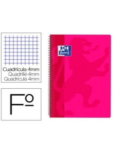 CUADERNO ESPIRAL OXFORD SCHOOL CLASSIC TAPA POLIPROPILENO FOLIO 80 H CUADRO 4 MM CON MARGEN FUCSIA