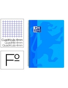 CUADERNO ESPIRAL OXFORD SCHOOL CLASSIC TAPA POLIPROPILENO FOLIO 80 HOJAS CUADRO 4 MM CON MARGEN AZUL