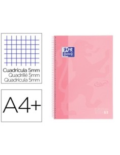CUADERNO ESPIRAL OXFORD EBOOK 1 SCHOOL TOUCH TE DIN A4+ 80 HOJAS CUADRO 5 MM CON MARGEN FLAMINGO PASTEL