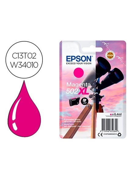 INK-JET EPSON 502 XL EXPRESSION HOME XP 5100 / 5105 WORKFORCE WF 2860 / 2860DWF MAGENTA 470 PAGINAS
