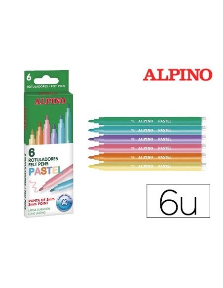 ROTULADOR ALPINO STANDARD PASTEL CAJA DE 6 COLORES SURTIDOS