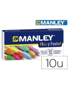 LAPICES CERA MANLEY FLUOR Y PASTEL CAJA DE 10 COLORES SURTIDOS