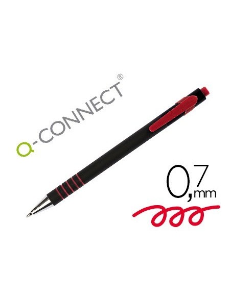 BOLIGRAFO Q-CONNECT RETRACTIL CON GRIP 0,7 MM COLOR ROJO