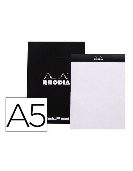 BLOC NOTA RHODIA BLACK DOT PAD DIN A5 80 HOJAS 80 G/M2 LISO CON PUNTOS NEGROS 5 MM PERFORADO
