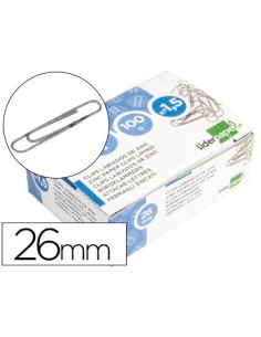 CLIPS LIDERPAPEL N.1,5 LABIADOS 26 MM CAJA DE 100 UNIDADES