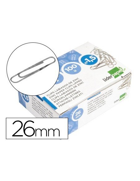 CLIPS LIDERPAPEL N.1,5 LABIADOS 26 MM CAJA DE 100 UNIDADES